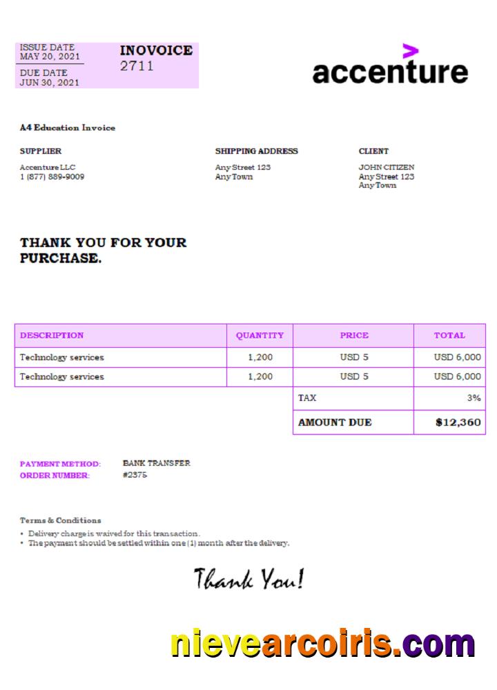 USA Accenture invoice